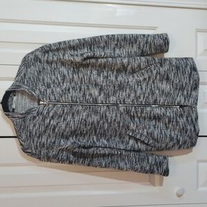 Dex gray/white knit jacket coat women's small zipper front with pockets